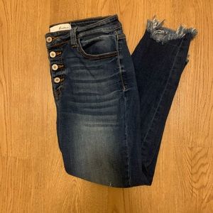 KanCan Button Fly Frayed Skinny Jean